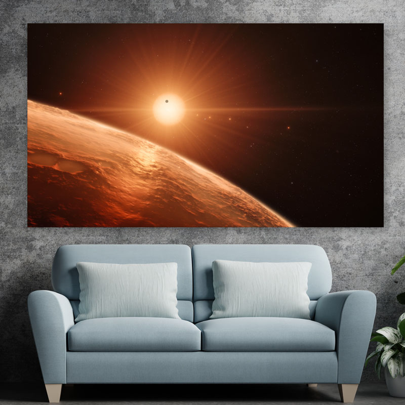 Πίνακας σε καμβά Ανατέλλων Ήλιος και Πλανήτης